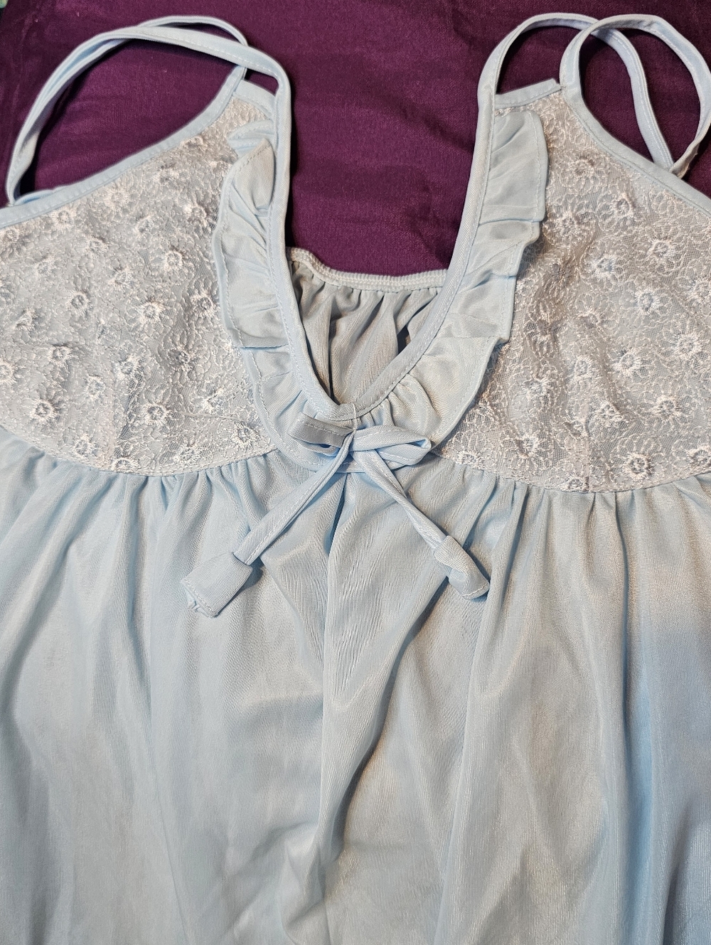 Sindrella Light Blue Lace-Trim Sleep Dress In XXL - Picture 4 of 4